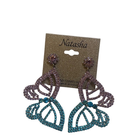 Natasha Rhinestone Butterfly Earrings - Picture 2 of 5